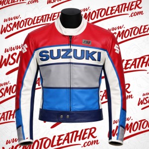 Vintage Suzuki Racing Leather Jacket – Retro Biker Style